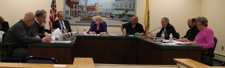 PHOTO BY MARK LICHTENWALNER The Sussex Borough Council discusses the recent snowstorm at Tuesday's meeting.