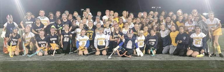 The picture is all members of Vernon field hockey in grades 6-12. The