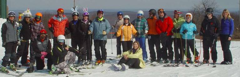 Mountain Creek regulars attending Easter Service at the top of the mountain with leader Sabina Kroeger.