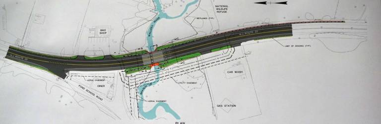 DOT to replace bridge in Sussex Borough Photo by Vera Olinski The state DOT displayed a map showing the location of the bridge to be repalced at a meeting on April 9.