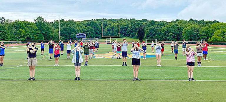 The Vernon Township High School Band practices for the season (Photo courtesy of Max Taylor)