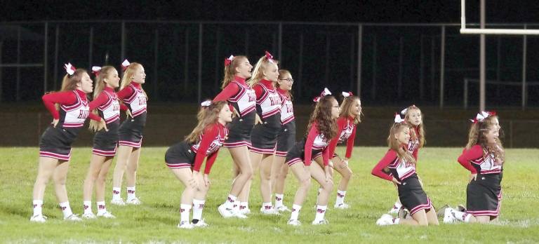 The High Point youth Hawks cheerleaders perform during half time