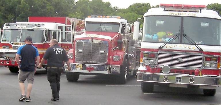 Vernon’s brightly shining fire apparatus was on display (Photo by Janet Redyke)