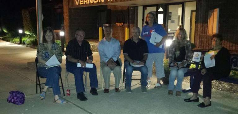 Submitted photo by Victor Marotta The Vernon Environmental Commission met outside the municipal building on Tuesday, Sept. 13, 2016, when the body was allegedly not permitted to enter the facility.