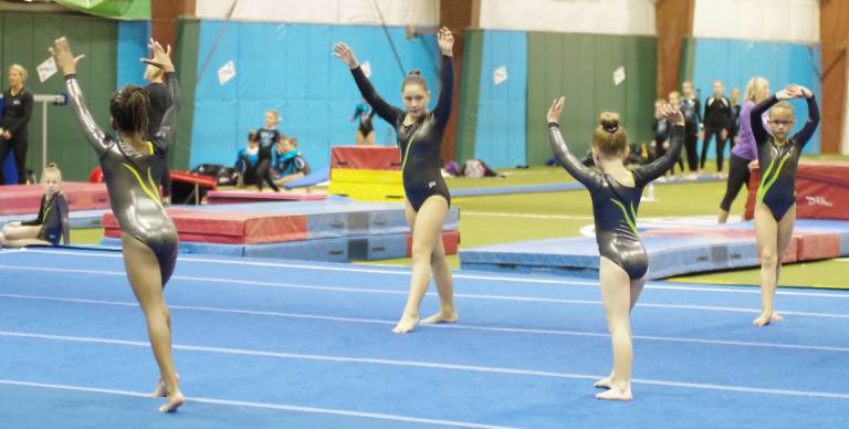 Several Westys gymnasts perform.