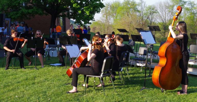 The Vernon Township High School Chamber Orchestra performed for the crowd.