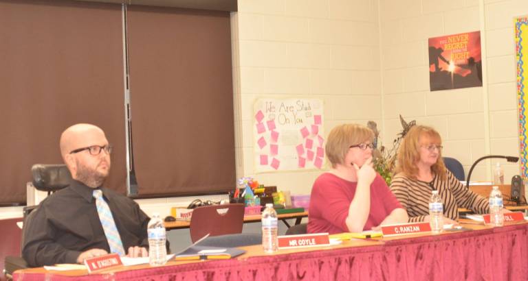 New school board members, from left, are Nick D'Agostino, Coleen Ranzan and Georgeanna Stoll.