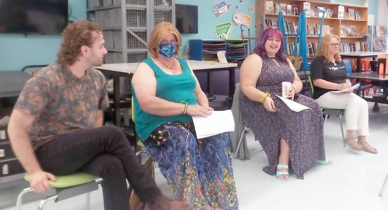 Speaking out for LGBTQ students, from left: Carl Contino, Simone Krause, Zoe Heath, and Vicky Smith