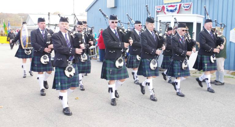 Bagpipers march during the 16th Annual Salute to Military Veterans took place at the Sussex County Fairgrounds in Augusta, New Jersey Sunday, November 6, 2016.