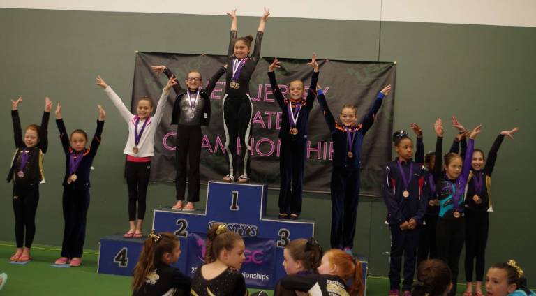 Westy's Gymnastics hosts state championships Gymnast Sarah Philback Hardyston is in the top spot on the medal stage.