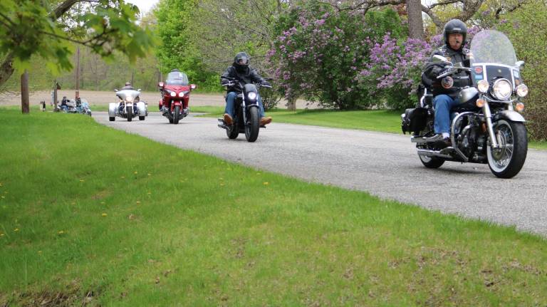 Riders arrive at the Sussex Elks Lodge