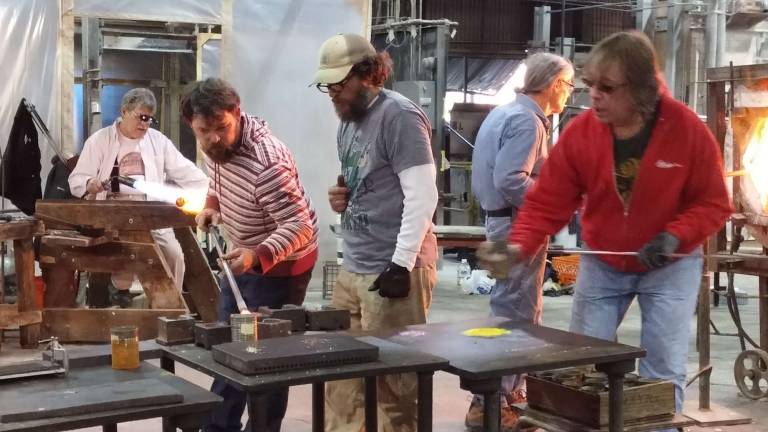 Guest artists at Gillinder Glass Factory last fall (Photo by Allyson Gillinder)