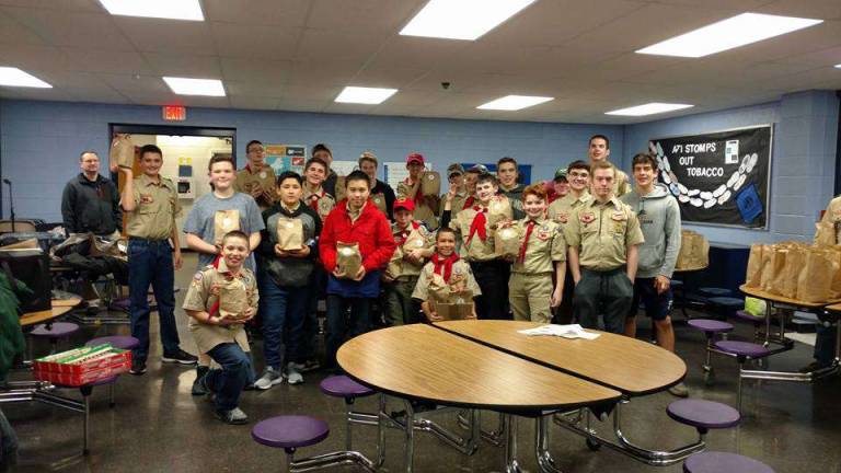 Vernon Boy Scout Troop 912 creates &#x201c;Blizzard Packs&#x201d;, delivering them to the Senior Center of Vernon, to be handed out at their holiday luncheon. The packs were filled with staples such as soups and snacks for a snow day.