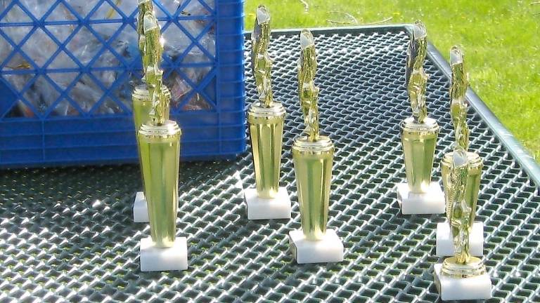 A beautiful day for fishing Trophies stand ready (Photo by Janet Redyke)