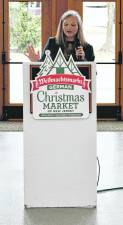 <b>Sabine Watson, president of German Christmas Market of N.J. gives a speech.</b>