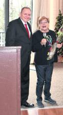 <b>Sharon Fitch was named the Senior of the Year on Dec. 15. She's shown with Vernon Township Mayor Anthony Rossi.</b>