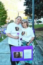 Allison Smith and Carol Ann Skelenger, aunt and grandmother, respectively, of Lily/Ryan Smith Mullen, who died of a drug overdose April 1 at the age of 26. They attended the ‘Remembrance and Recovery: A Day of Healing &amp; Hope’ event Thursday, Aug. 21 on the Newton Green. (Photos by Maria Kovic)