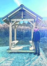 Dion Rolando built a Stairway to Heaven covered bench for Heaven Hill Farm as his Eagle Scout project. (Photo provided)