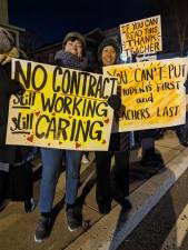 Members of the Sussex-Wantage Education Association (SWEA) hold a demonstration Nov. 29 at Sussex Middle School. (Photos provided)