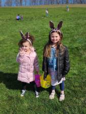 Brooklyn Dowdell and Bailey Skelenger are ready to hunt Easter eggs Saturday, April 8 in Wantage. (Photos by Ava Lamorte)
