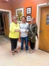 <b>From left, Jill Deyoung, president of the Vernon Township Republican Organization, with scholarship recipient Matt Baumann and his mother. (Photo provided)</b>
