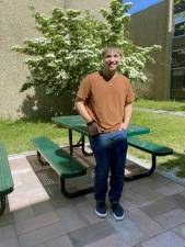 Ethan Hammerstedt, a senior at Vernon Township High School, built two patios in the school courtyard for his Eagle Scout project. The patios make solid bases for the picnic tables available to students during lunch. A Scout in Troop 912, Ethan thanked volunteers for their help with the project as well as Lou Castano of LTC Landscaping and Ed Rolando of Earth-Tec for donating materials. (Photo provided)