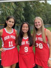 High Point field hockey team captains are, from left, Giselle Monroig, Steph Gianuzzi and Hanna Gardner. (Photos by Kelly Reynolds)