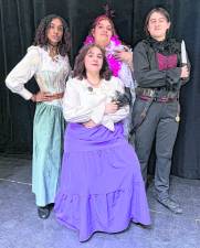 <b>From left, (seated) Danielle DiBattista, of Vernon; Nadia Cameron, of Hackettstown; Lydia Rivera, of Vernon; and Fen Lewin, of Hackettstown will be performing “The Revolutionists” by Lauren Gunderson at Sussex County Community College on March 6-7.</b>