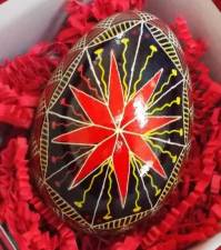 Pysanky refers to the ancient Ukrainian art of decorating eggs using a wax resist, or batik, method that produces elaborate, colorful, symbolic designs. (Photos provided)