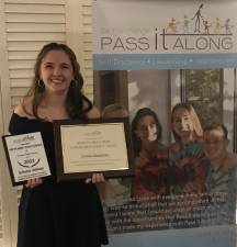 Senior Victoria Annunziata, a three-sport athlete, represented Vernon Township High School at the annual Pass it Along Scholar Athlete banquet March 8 at Lake Mohawk Country Club in Sparta. She also was rewarded with the Sydney &amp; Ira Lubert Community Service Award. (Photos provided)
