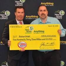 PHOTO COURTESY NJ LOTTERY Richard Wahl, of Vernon, is shown with New Jersey Lottery Acting Executive Director John M. White,