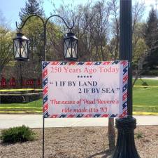Two lanterns stand in White Deer Plaza in Sparta. (Photo provided)