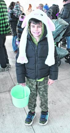<b>Everett Kinney of Wantage wears a rabbit hat.</b>