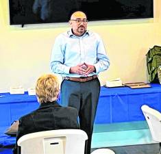 Ricardo Rojas, son of Ralph Rojas, addresses attendees at the 2022 Ralph Rojas Scholarship Awards Ceremony at the Veterans of Foreign Wars Post #7248 in Sparta. (Photo by Teresa Sellinger)