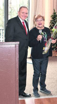 <b>Sharon Fitch was named the Senior of the Year on Dec. 15. She's shown with Vernon Township Mayor Anthony Rossi.</b>