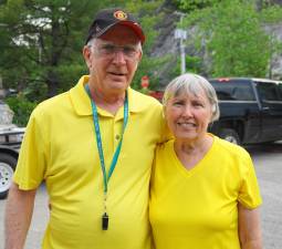 From left, John and Dianna Kibildis pause at the picnic for a moment.