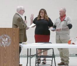 Jill Space being sworn in to fill the unexpired term for Sussex County Commissioner back in April.
