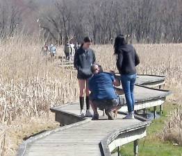 Folks enjoy pre-spring weather recently at the Boardwalk section of the Appalachian Trail on Route 517. As one hiker put it, might as well walk, there's no place else to go.