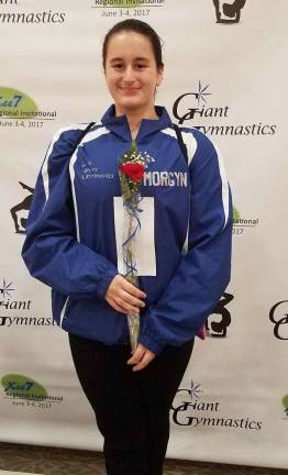 Giant Gymnast, Morgyn Witt, of Newton, scored a 9.25 on floor. She qualified for Regionals and is an XCEL Platinum gymnast.