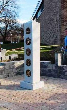 The finished 6-foot-tall monument at High Point Regional High School is shown.