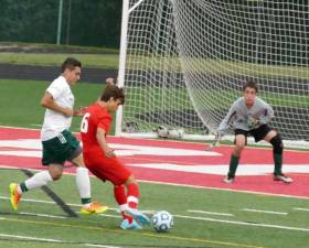 The 2019 Lenape Valley boys’ soccer team, featuring former player Alex Domingues.