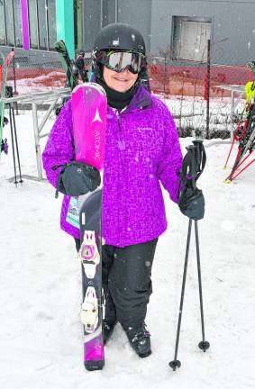 <b>Susan Zangara of West Milford is about to head onto the slopes.</b>