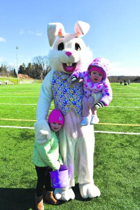 <b>Tenley and Lexi Crane of Vernon are shown with the Easter Bunny.</b>