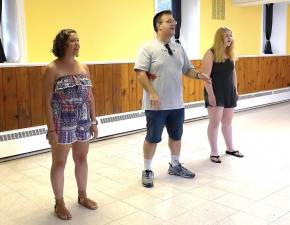 Alexis Rizzo, Russel Crespolini and Julia Kadar rehearse for one of their song selections for the Summer Cabaret.