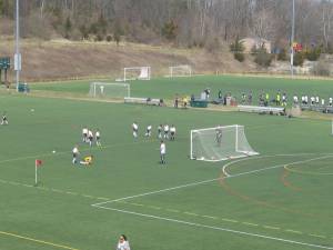 The turf fields at Maple Grange Park are shown in this photo from April. The Vernon Township Council recently passed a bond ordinance to replace the turf on these fields. The football field will need to be replaced in two years. The Township Council overrode a mayoral veto on a tax for Recreation equipment, which could raise funds to pay for future field replacements