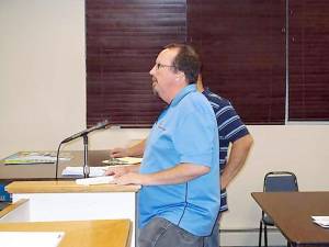 Mike Furrey addresses the Sussex Borough board as his time as water operator (File photo by Vera Olinski)