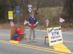 Dan, a member of Wallkill Valley VFW collects much needed funds for the organization outside the post on Veterans Day.