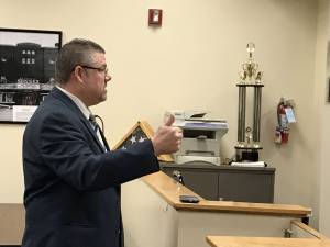 PHOTO BY MARK LICHTENWALNER High Point Superintendent Scott Ripley addresses the Sussex Borough Council.