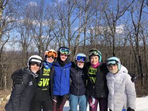 Members of the Vernon Township High School girls ski team, from left, are junior Amanda Rhode, freshman Juliette Jalbert, senior Keela McElduff, sophomore Kelsey Callahan, and juniors Gabi and Grace Tavares. (Photos provided)
