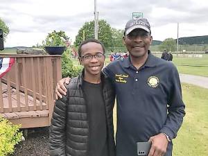 Young musician plays on Memorial Day